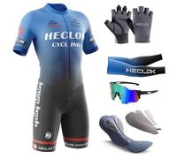 HECLOK Men's Cycling Skinsuit,One Piece Trisuit Bike Jumpsuit,Competition-Grade Handmade high-Density Sponge Padded,MTB Triathlon,Quick Dry Triathlon Suit,Short Sleeve One Piece Bodysuit (TYP-9,L)