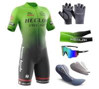 HECLOK Men's Cycling Skinsuit,One Piece Trisuit Bike Jumpsuit,Competition-Grade Handmade high-Density Sponge Padded,MTB Triathlon,Quick Dry Triathlon Suit,Short Sleeve One Piece Bodysuit (TYP-5,S)