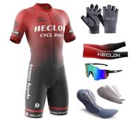 HECLOK Men's Cycling Skinsuit,One Piece Trisuit Bike Jumpsuit,Competition-grade handmade high-density sponge Padded,MTB Triathlon,Quick Dry Triathlon Suit,Short Sleeve One Piece Bodysuit (TYP-2,L)