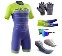 HECLOK Triathlon Suit Men|Tri Suit|Trisuits|Men's Trisuit|Skinsuit|Designed by Athletes|Running Swimming Cycling Skin Suit|Mens Cycling Skinsuit Padded|High Density Cycling Mat| (TYP-13,L)