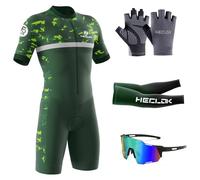 HECLOK Triathlon Tri Suit-Men's Cycling Skinsuit Triathlon Speedsuit Trisuit Short Sleeve Speedsuit-Quick Dry,One Piece Bodysuit for Bicycle Training,Outdoor Biking Race,Riding Sport (TYP-3,M)