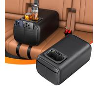 Hecotrax Universal Car Rear Seat Armrest 2 Row Console Box with Cup Holder Arm Rest Backseat Armrest Console Box Second Row Rear Central Armrest Box(Black-Double Pockets)