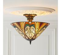 hector 3 lights tiffany glass semi flush light in satin black