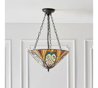 hector inverted tiffany glass shade pendant light in satin black