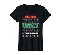 Hector Santa's Little Helper Funny Hector Name Christmas Value Graphic T-Shirt, Women, Black, XL