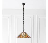 hector tiffany glass shade pendant light in satin black