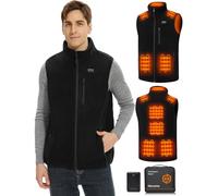 Hecusma Fleece Heated Gilet for Men with Battery Pack 16000mAh 7.4V, Warming Heated Vest Men, Mens Heating Gilet for Hunting, Skiing, Outdoor Motorcycling-L