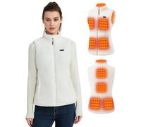 Hecusma white Heated Gilet Womens with 16000mAh 7.4V Battery Pack Included, Sherpa Heated Vest Women, Electric Fleece Ladies Heated Gilet for Outdoor Sport-L