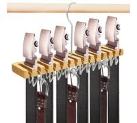 HeDaKang Wardrobe Organiser Belt Storage - Belt Holder Wardrobe Hat Hanger Wooden Tie Holder Wardrobe Space Saving Clothes Storage Belt Hanger for Cupboard