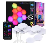 HEDCINLT - Smart Hexagon Lights, Hexagonal LED Light App, Remote Control and Music Sync, USB and Type-C Features, Modern RGB Wall Panels for Home Decor