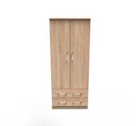 Heddon 2 Door 2 Drawer Wardrobe In Bardolino Oak (Ready Assembled)