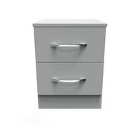 Welcome Furniture Ready Assembled Avon 2 Drawer Bedside Cabinet In Dusk Grey, Grey