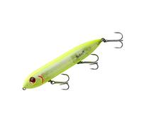 Heddon Super Spook Topwater Fishing Lure for Saltwater and Freshwater, Chartreuse/Silver Insert, Super Spook (7/8 oz)