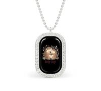 Hedge-hugs Necklace Gift for Women White Diamond Necklaces Sparkling Rectangular Pendant with Chain