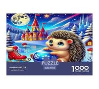 Hedgehog 1000 Piece for Adults & Kids: Hedgehog by Castle with Skating Boot Fun Present & Activity for Home & Wall Decor 70x50cm/1000pcs