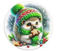 Hedgehog 1000 Piece Round Jigsaw Art for Adults & Kids Challenging Game Creative for Travel Gifts,Present 1000pcs (67.5x67.5cm)