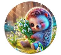 Hedgehog 1000 Piece Round Jigsaw Puzzle Creative Seeking A Challenging And Relaxing Activity Games for Adults And Kids 1000pcs (67.5x67.5cm)
