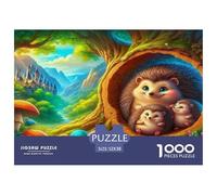Hedgehog 1000 Pieces Challenging Game Toys Gift -Hedgehog Family Tree Hollow Cozy Natural Puzzle for Adults Wall Decoration Educational Game52x38cm/1000pcs