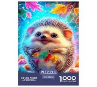 Hedgehog 1000 Pieces Portable Jigsaw Puzzle Cute Animals Creative Age 3+ Cool Collage Effect, Home Decoration, Educational, Challenging Puzzle Games 52x38cm/1000pcs