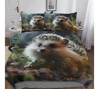 Hedgehog 3D Duvet Cover Bedding Set for Boys Girls Adults 2 Pieces Quilt Cover Zipper Closure with Pillowcase Easy Care And Super Soft Poly Cotton Comforter Cover Single (135x200cm)