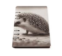 Hedgehog A5 Notebook PU Leather, 90 Sheets Refillable Binder Journal, Loose Leaf Notebook for Writing, Planner - Stainless Steel Ring, Office Gift