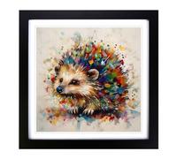 Hedgehog Abstract Art No.1 Framed Print | 18x18 Inch Black Framed Wall Art | Ready to Hang | Abstract Fantasy Picture | Living Room Bedroom Lounge Office