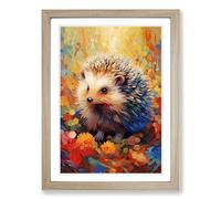 Hedgehog Abstract No.3 Framed Print | A2 Oak Framed Wall Art | Ready to Hang | Abstract Fantasy Picture | Living Room Bedroom Lounge Office