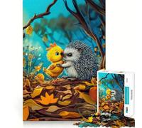 Hedgehog And Chick Friends Jigsaw Puzzles 1000 Pieces for Adults Creative Play Sharp Detail Real Challenge Home Art (38x52cm)