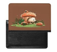 Hedgehog And Mushroom Passport Holder for Travel PU Leather Passport Book Card Holder Case Cute Passport Wallet Ultra Slim Passport Cover Passport Protector Case for Women Men