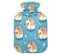 Hedgehog and Pots Hot Cold Water Bottle with Fleece Cover PVC Hot Water Bag 2 Liter