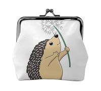 Hedgehog Animal, PU Leather Coin Purse, Small Wallets, Change Pouch with Kiss Lock Clasp Buckle, Change Purse