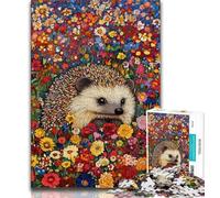 Hedgehog Art Jigsaw Puzzles for Teenagers 1000 Piece Puzzle,Fun Games Every Piece Is Unique - Challenging Family Fun Game (50x75cm)