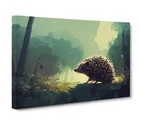 Hedgehog Art Painting Vol.2 Canvas Print | Gallery Wrapped 30mm Frame Wall Art | 30x20 inches | Ready to Hang | Contemporary Picture | Living Room Bedroom Lounge Office