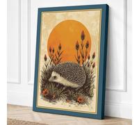 Hedgehog at Dusk Botanical Canvas Wall Art Print 18x12 Inch (46 x 30 cm)