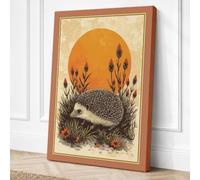 Hedgehog at Dusk Botanical Canvas Wall Art Print 18x12 Inch (46 x 30 cm)