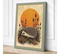 Hedgehog at Dusk Botanical Canvas Wall Art Print 18x12 Inch (46 x 30 cm)