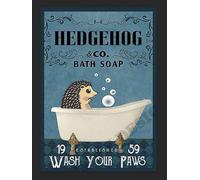 Hedgehog Bath SOAP Sign Metal Retro Sign Bathroom Kitchen Garage (Aluminium A5 (200x150mm) Approx)