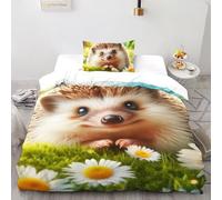 Hedgehog Bedding Set 3D Design Cartoon Animal Duvet Cover Set 2 Pieces Microfiber Quilt Cover Suitable for Family,couple,children with Pillowcase Single(135x200cm)