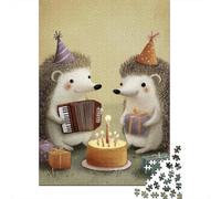 Hedgehog Birthday Party Jigsaw Puzzles Puzzle for Adults Kids. 1000 Piece Impossible Challenge Toy Educational Games Home Decoration for Adults& Kids Age 14 Years Up 38x26cm/1000pcs