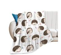 Hedgehog Blanket Cozy Plush Flannel Fleece Cute Animal Throw Blanket for Boys Girls Kids Ultra Soft Lightweight Fuzzy Nursery Blankets Gifts for Bed Couch Sofa 50"x40"