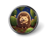 Hedgehog Cactus Badge,Comfort Light in Weight Round Emblem Cute Funny Decor Brooch Smooth Does Not Fade Badges for Hats Jackets Coat Shirt