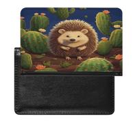 Hedgehog Cactus Passport Holder for Travel PU Leather Passport Book Card Holder Case Cute Passport Wallet Ultra Slim Passport Cover Passport Protector Case for Women Men