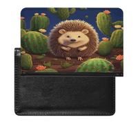 Hedgehog Cactus Passport Holder PU Leather Slim Passport Cover with Card Slots Travel Document Holder Cover