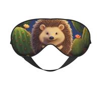 Hedgehog Cactus Sleep Mask for Women & Men - Double-Sided Eye Mask with Adjustable Strap, Soft Silky Feel, Light-Blocking & Breathable for Travel, Nap, Shift Work, Yoga