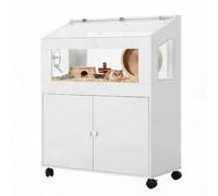 Hedgehog Cage with Storage Cabinet, Hamster Cage, Wheeled, 80x38x108cm | Visual Acrylic Openable Top & Ventilated Mesh Side Panels, Clear Transparent Small Animal Habitat for Dwarf, Gerbil, Rodent