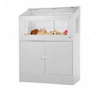 Hedgehog Cage with Storage Cabinet, Hamster Cage Without Wheels 80x38x108cm | Visual Acrylic Openable Top & Ventilated Mesh Side Panels, Clear Transparent Small Animal Habitat for Dwarf, Gerbil, Rodent
