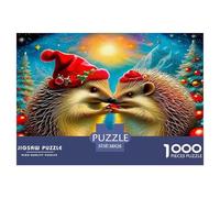Hedgehog Challenging Puzzles 1000 Pc - Hedgehog Pair Christmas Festive Sweet Cute for Men And Women Recycled Paper Suitable for Wall Decompression38x26cm/1000pcs
