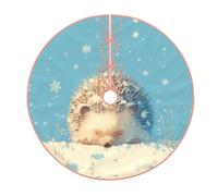 Hedgehog Christmas Tree Skirt – Festive Printed Holiday Decor With Premium Linen-Like Fabric For Christmas, New Year & Halloween Celebrations
