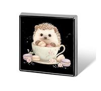 Hedgehog Coffee Cup Sweet Food Button Pins Square Badge Personalized Button Brooch Lapel Pins for Women Men Gifts