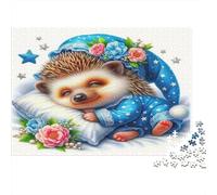 Hedgehog Colourful Sleepy Hedgehog in Pajamas 1000 Pieces Jigsaw for Adults The Impossible Challenge Brain Development 52x38cm/1000pcs